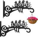 2-Pack Aesthetic Plant Hangers Outdoor and Indoor 10 Inch Metal Hanging Plant Bracket with Beautiful Bird Pattern Anti Rust Plant Hooks for Hanging Baskets, Bird Feeder, Windchime, Lantern