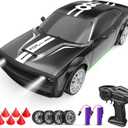 Remote Control Car RC Drift Car 2.4GHz 1:20 Scale 4WD 20KM/H High Speed Remote Control Cars Vehicle with LED Lights Drifting Tire 2Pcs Rechargeable Batteries Toy Cars for Adults Boys Girls (Black)