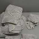 Jacquotha 8 Piece Black and White Towel Set, Super Soft & Absorbent Cotton Striped Towels for Bathroom Decor, 2 Bath, 2 Hand, 4 Washcloths