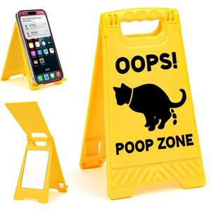Humorous Pet Accident Warning Desk Sign Yellow Warning Style Table Decor Funny Gift for Coworkers Friends Home Office Tabletop Cubicle Phone Holder Mirror Stand