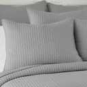 Levtex Home Cross Stitch Reversible King/Cal King Quilt Set (106x92in) and 2 Pillow Shams (36x20in) - Stitch Texture - Light Grey - Cotton King Size Quilt Bedding Set - Lightweight, Soft, Pre-Washed