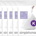 simplehuman Code K 100 Count, Dispenser Pack Custom Fit Liners, Drawstring Trash Bags, 35-45 Liter / 9-12 Gallon, White