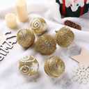 3.15" Large Christmas Ball Ornaments Shatterproof Sparkle Ornaments for Christmas Tree Large Sequin Plastic Hanging Big Tinsel Ball, 6Pcs 80mm (Gold) (Gold)