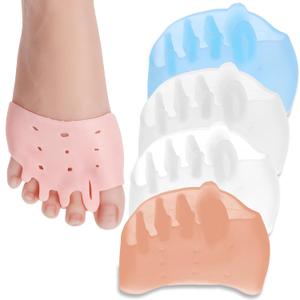 4 Pairs Silicone Toe Separator Metatarsal Pads Toe Separator Spacers Breathable Ball of Foot Cushions Gel ToeSeparator Spacers Ball of FootCushions Soft Foot Pain Relief for Men & Women