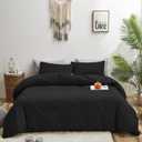 KAREVER Black Comforter King Solid Dark Color Bedding Set Men Lightweight Durable Blanket Women Soft Breathable True Black Bed Comforter Set