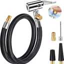 LUMITECO 21'' Quick Air Release Extension Hose, Tire Valve Extension Tube w/Presta Valve & Air Pump Ball Needle Set, Air Tire Inflator Pump Hose with Air Chuck Adapter for Portable Air Compressor