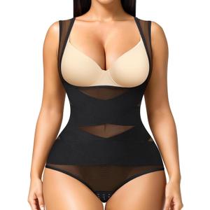 Irisnaya Body Shaper for Women Tummy Control Shapewear Bodysuit Faja Colombian Butt Lifter Waist Trainer Girdles (Black)