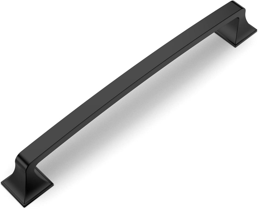 Amerdeco 10 Pack Matte Black Cabinet Pulls 7 Inch(178mm) Hole Center Cabinet Hardware Kitchen Cabinet Handles for Bathroom Drawer Pulls Dresser Pulls ZH0002, 7"/178MM Hole Center, Matte Black, 10