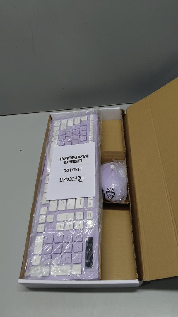 Wireless Keyboard and Mouse Combo, FullSized Wireless Keyboard and Adjustable DPI Mouse, 2.4GHz USB Receiver, Silent Keyboard and Mouse for PC, Windows, MAC, Desktop, Laptop(Purple)