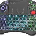 Rii X8 Mini Keyboard,Upgrade 2.4GHz Wireless and Bluetooth Keyboard with Touchpad,RGB Backlit,Rechargeable Battery for Android TV Box/Mac/PC/Nvidia Shield(2.4G+BT Version)
