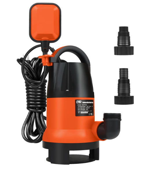 Sump Pump, Prostormer 1HP 3700GPH Submersible Clean/Dirty Water Pump with Automatic Float Switch for Pool, Pond,Garden, Flooded Cellar, Aquarium and Irrigation (Orange)