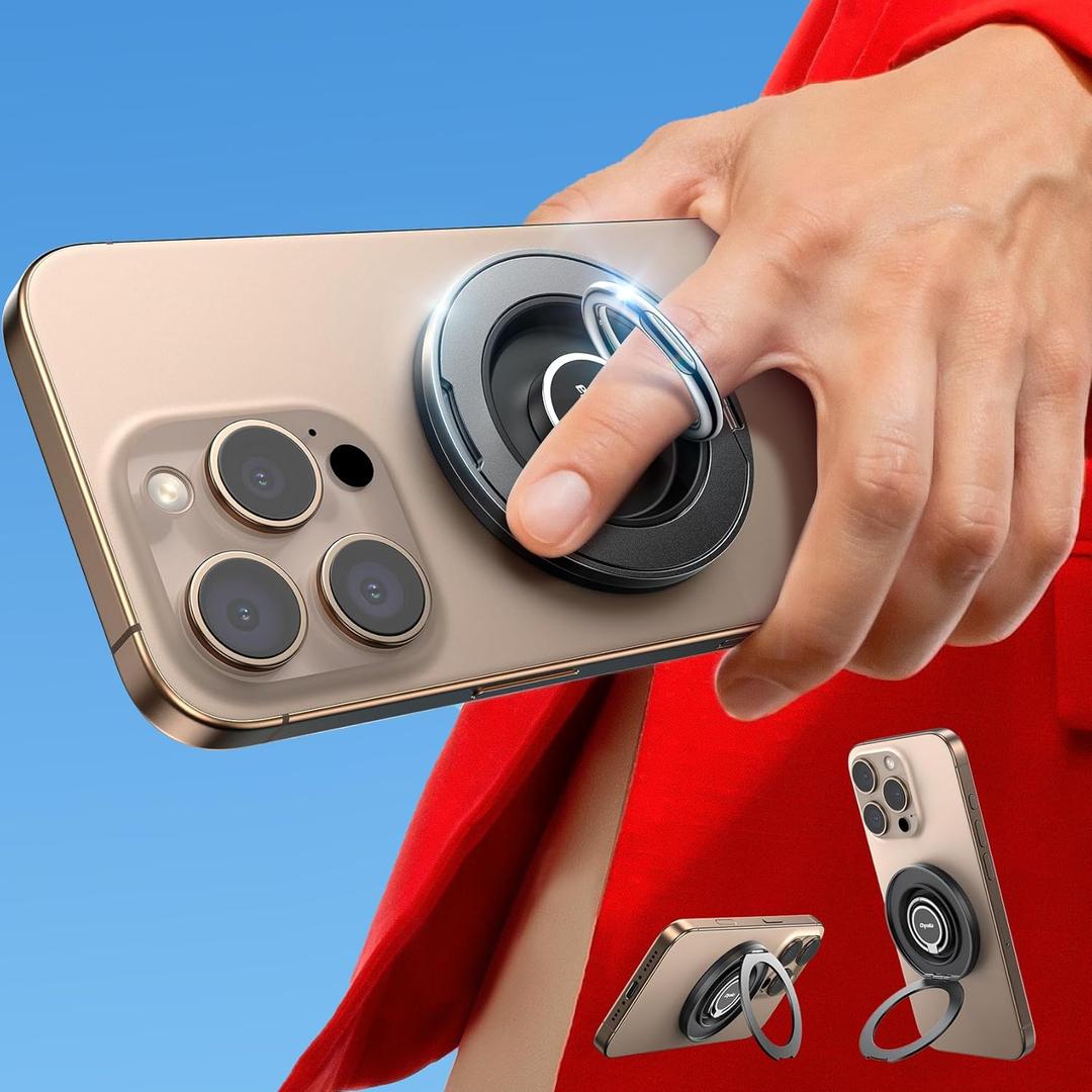 Magnetic Phone Grip Stand, Upgraded [Dual 360 Rotation Ring] Phone Ring Holder for MagSafe, Enhance Magnet Finger Kickstand for iPhone 16 15 14 13 12, Pro, Pro Max, Plus, Mag Safe Accessories