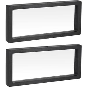 MECCANIXITY Floating Frame Display Holder Stand 3D Jewelry Display Box 11.81 x 4.33 x 0.79 inch Black for Ring Necklace Bracelet Earring Pack of 2