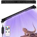 LED UVA UVB Light Fixture for Reptiles, 12.0/10.0/5.0 UVB Reptile Light for Bearded Dragon, with 4 UV Modes,10-Level Dimming 6500K & 24H Cycle Timer for Tropical & Desert Reptile, 14W, 15.7-in