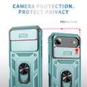 Lunivop Compatible with iPhone Air Case 360° Metal Rotated Ring Holder Magnetic Kickstand【Slide Camera Cover 】 Military - Grade Protection for 17 Air 6.5 '' Phone Case Green