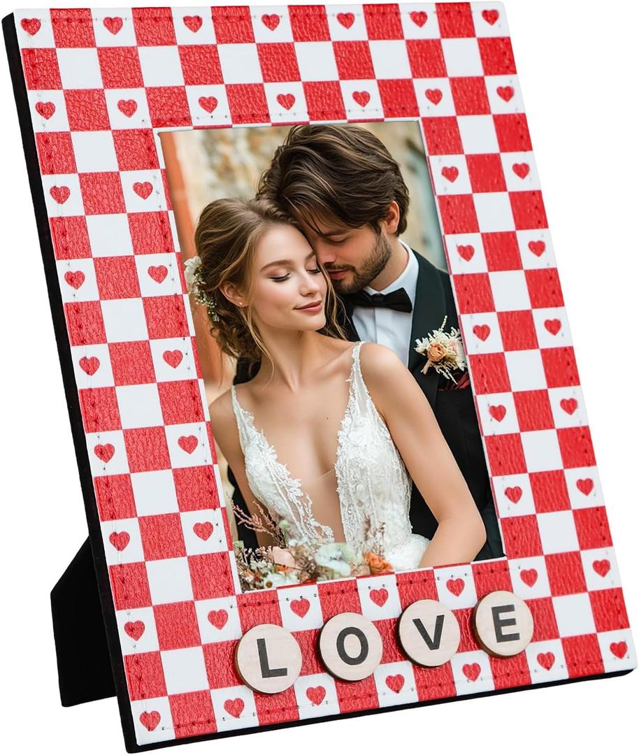 PETCEE Love Picture Frame for Couples - Valentines Day Picture Frame Unique Gift Red and White Heart Design Romantic Valentine's Day Gifts for Him Her Wedding Anniversary Birthday Family Decorations
