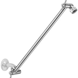 16 Inch Extra Long Shower Head Extension Arm, Adjustable Solid Stainless Steel Chrome Shower Arm Extension with Locking Set Screw, Angle Height Adjustable, G1/2 Universal Connector Compatible