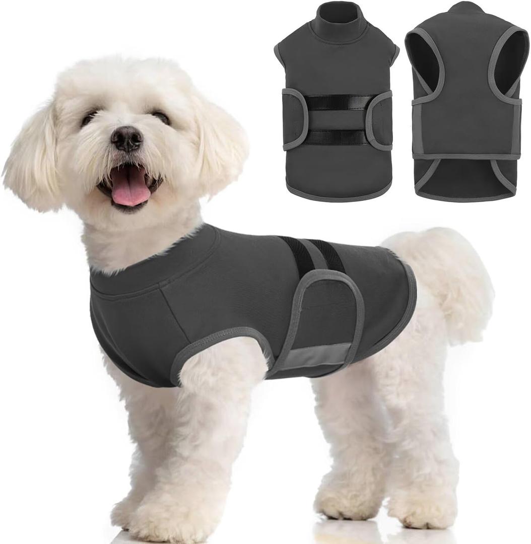 MIGOHI Dog Anxiety Relief Coat,Comfort Anxiety Vest for Dogs,Adjustable Dog Anxiety Calming Wrap for Fireworks,Thunderstorm,Travel,Separation,Anxiety Jacket for Medium Dogs,M,Gray (Medium(Chest:20"-24.4"))
