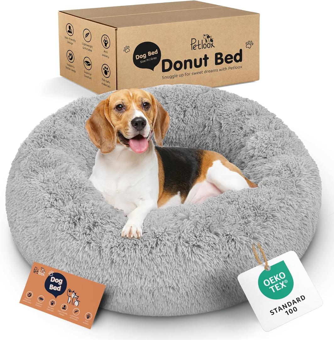 Donut Dog Bed - Premium Comfort for Anxiety Relief - Fluffy & Calming Design with Ultra-Plush Support | Cozy Round Dog Bed with Super Soft Circle Style Donut Dog Bed - Premium Comfort for Anxiety Relief - Fluffy & Calming Design with Ultra-Plush Support | Cozy Round Dog Bed with Super Soft Circle Style