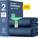 IMPROVIA Washable Underpads 34" x 52" Pack of 2 Heavy Absorbency Reusable Bedwetting Incontinence Pads for Adults, Kids, & Pets - Waterproof Protective Pad for Bed, Couch, Sofa, Floor (Navy & Green)