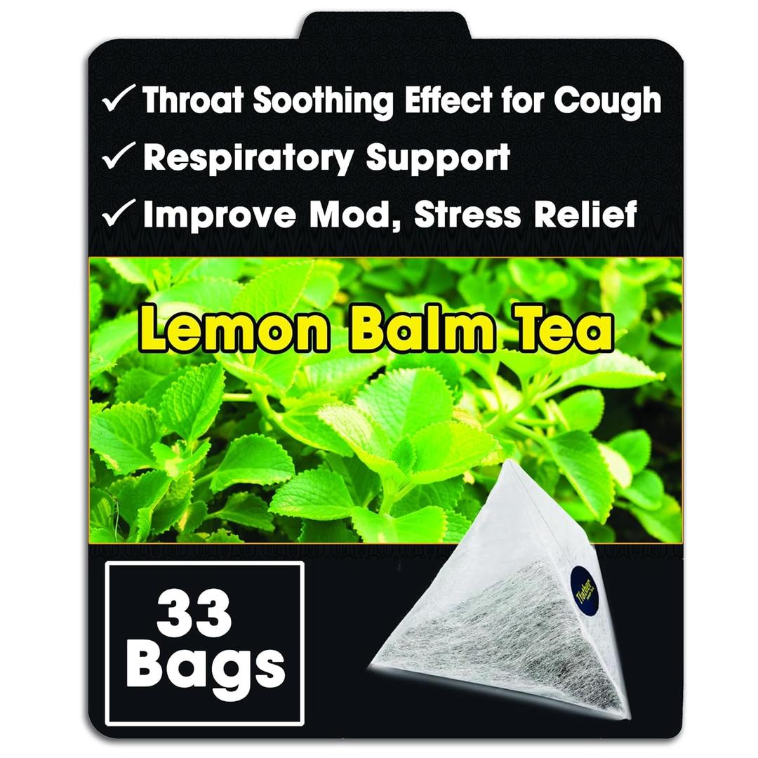 Lemon Balm Tea Bags Pyramid with String - Premium Lemon Balm Herb (Melissa Officinalis) - Health Herbal Tea, Delicate of Lemon & Mint