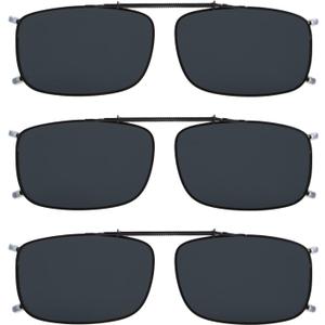 Eyekepper 3-pack Polarized Clip on Sunglasses With Spring Draw Bar Grey/Brown/Green Lens 54 * 34MM