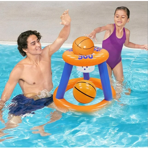Inflatable 2-IN-1 Game Basketball & Ring Toss, 21.65in x 19.69in