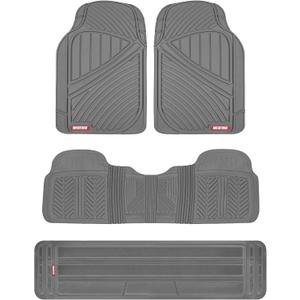 Motor Trend 3-Row Heavy Duty Rubber Floor Mats & Liners for Car SUV Van, Front 2nd & 3rd Row Durable Polymerized Latex Full Interior Protection, Extra-High Ridgeline Design, Gray