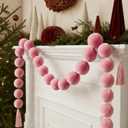 Liliful 24 Pcs Large Christmas Velvet Beads Garland for DIY Craft Flocking Ball Christmas Tree Ornament Hanging Beads for Xmas Tree Fireplace Decoration Holiday Supplies(Pink)