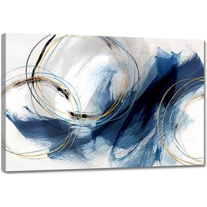 Wall Art Canvas Abstract Art Paintings Blue Fantasy Colorful Graffiti on White Background Modern Artwork Decor for Living Room Bedroom Kitchen 24x16in