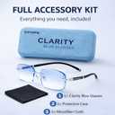 Clarity Blue Glasses, Self Adjusting Reading Glasses, Blue Light Blocking Glasses for Men Women, Case & Cloth Included
