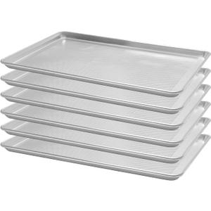 BIEAMA 6 Pack Full Size 18" x 26" Aluminum Baking Sheet Pan Perforated, Commercial Bakery Equipment Cookie Sheets, NSF Approved Baking Tray