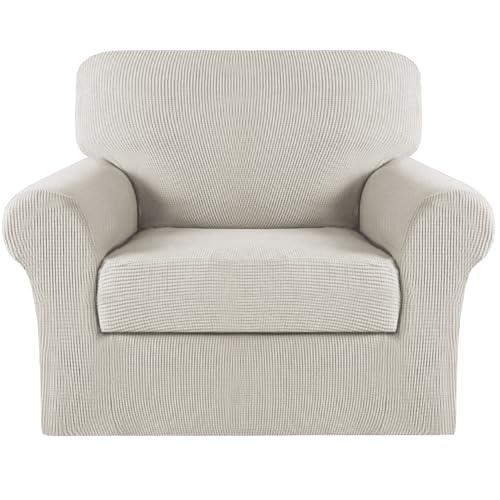 Turquoize 2 Piece Chair Covers Armchair Slipcovers for Living Room Armchair Sofa Covers with Arms Washable Furniture Protector for Chairs Feature Thick Fabric (Chair, Island Fossi)