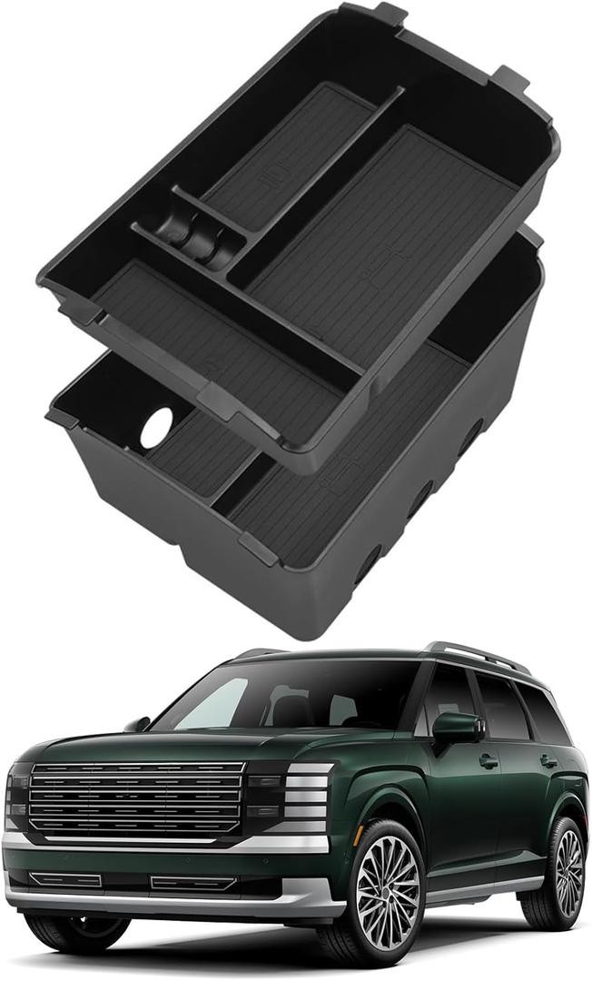 Center Armrest Double-Layered Storage Box for Hyundai Palisade 2026 Center Console Organizer Tray Interior Accessories