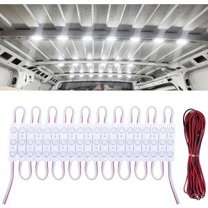 60 Led Van Interior Light Kits, 12V Led Light Strip, Cargo Van Accessories, Ceiling Work Lights Kit, Enclosed Trailer Lights for Truck Vans RV Boats Caravans, 20 Modules(White)