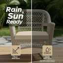 Outdoor Chair Cushions, Fade-Resistant & Water-Resistant, D Shaped Patio Furniture Seat Chair Pads Replacement with Ties, Non-Slip Bottom, Removable Cover, Set of 4, 17 x 16 Inch, Natural