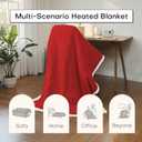 Electric Heated Blanket 72"x84" Full Size for Safe All Night Rest, Dual-Sided Microplush Sherpa for Bedroom Couch Use, 4 Heat Settings & 10 Hours Auto Off Energy Saving, Machine Washable Bright Red
