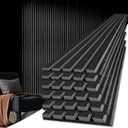 Art3d 6-Piece Wood Slat Acoustic Panels for Stylish Decor and Noise Reduction, 3D Textured Panel for Ceiling and Wall, Matte Black
