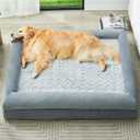 WNPETHOME Washable Dog Beds for Large Dogs, XL Dog Couch, Orthopedic Dog Sofa Bed with Removable & Waterproof Cover, Extra Large Dog Bed with Bolster Sides for Sleeping, Big Pet Couch Bed with Sides (XX-L (45x35x7in), Grey)