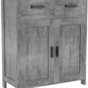 Kitchen Cabinet with 2 Doors & 2 Drawers - Buffet Storage Cabinet for Dining Room, Living Room, Bathroom, Coffee Bar Station & Hallway, Grey Wood