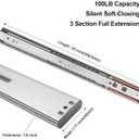 5 x LONTAN Push to Open Soft Close Drawer Slides 5 Pairs Full Extension Ball Bearing 24 Inch Heavy Duty Side Mount File Cabinet Rails Dresser Runner Kitchen Cabinet Drawer Glides 100 LB Capacity