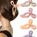 4 PCS Bow Hair Clips for Women Bow Claw Clip 5" Large Hair Claw Clips for Thick and Long Hair Cute Bows Jaw Clip (5" - Purple + Pink + Orange + Light Brown, 5" Extra Large) (1 Count (Pack of 4))