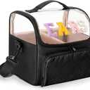 Mouse Ears Travel Case with Detachable Divider, Headband Holder Organizer Bag with Shoulder Strap, Chenille Letter Hair Accessories Storage Box, Black