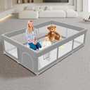 Baby Playpen 74x50 inch, Playpen for Babies and Toddlers, Baby Play Pen Design with External Zipper Gate, Play Yard with Non-Slip Suction Cups on The Bottom