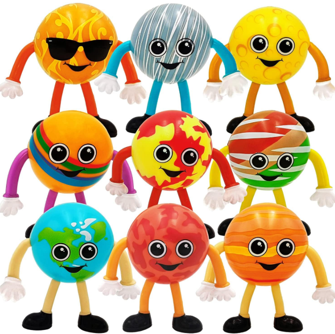 ArtCreativity Bendable Planets (Set of 11) Bendable Planet Toys for Kids, Outer Space Party Favors for Boys & Girls, Stress Relief Fidget Toy, Educational Toys for Kids, Goodie Bag Stuffers