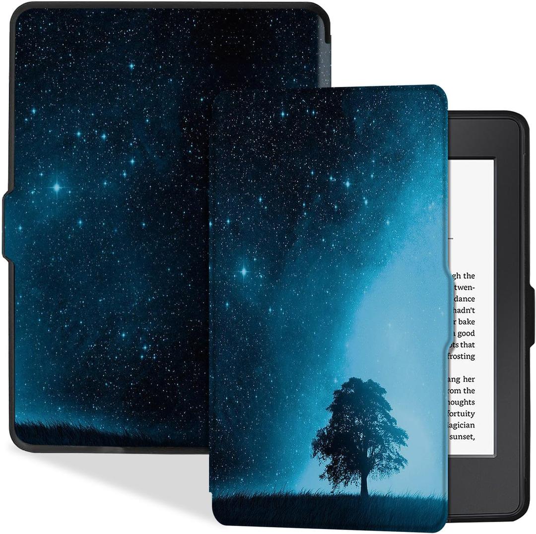 Slim Case for Kindle Paperwhite 5th/6th/7th Generation Prior to 2018 (2012-2017 Release,Model EY21 & DP75SDI) - Premium PU Leather Protective Cover with Auto Sleep/Wake (Vast Starry Sky)