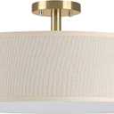 4 Light 20 Inch Semi Flush Mount Close to Ceiling Light Fixture,Off White Fabric Shade Gold Finish for Bedroom,Living Room,Dining Room Hallway
