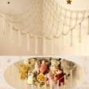 Stuffed Animal Storage Hammock or Net Corner - Large Toy Hammock Net for Stuffed Animals Room Decor - Cute Stuff Animal Organizer Plush Holder - Kids Baby Nursery Essentials Wall Bedroom Home Decor (Beige)