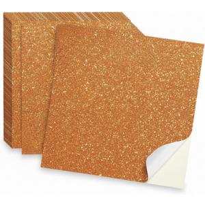 Dunzoom 25 Pcs Glitter Graduation Cardstock Paper Self Adhesive Graduate Grad Cap Decorations 9.8x9.8 Inch 250gsm Thick Pastel Sparkly Card Stock Construction Paper for Cap Topper DIY Hat(Orange)