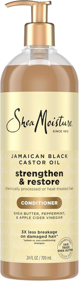 SheaMoisture Strengthen & Restore Conditioner Jamaican Black Castor Oil for Damaged Hair Paraben-Free 24 oz (24 Fl Oz (Pack of 1))